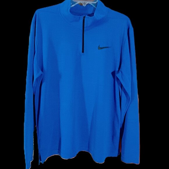 VGUC: Men's Nike Dri-FIT Sze L Blue Long Sleeve Quarter-Zip Pullover - Picture 4 of 4